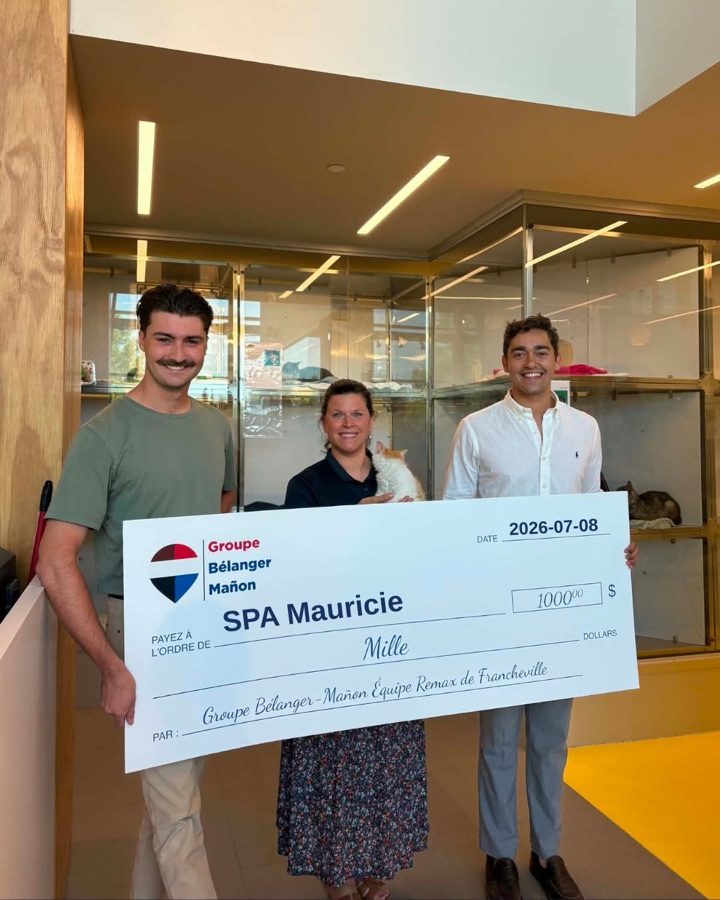 Remise d'un chèque de 1 000 $ à la SPA Mauricie